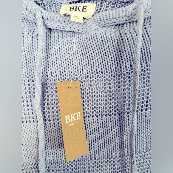 BKE Buckle | Ribbed Open Weave Hooded Sweater | Kentucky Blue - Picture 6 of 8
